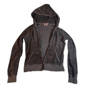 Juicy Couture | Tops | Juicy Couture Gray Velour Hoodie | Poshmark